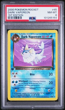 2000 Pokemon Team Rocket 1st Edition Dark Vaporeon 45/82 PSA 8 NM-MT Pokémon