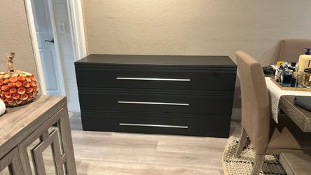 Black Dresser 3 door with Silver Handles