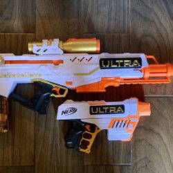 NERF ULTRA Lot Of 2 Pharoah Sniper Rifle And Five Pistol