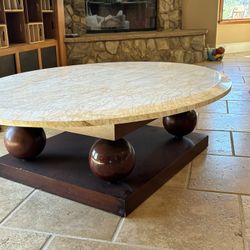 Granite Solid Wood Coffee Table 