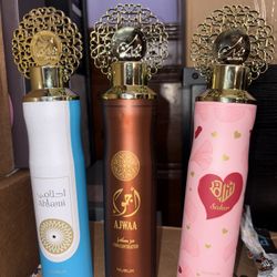 NUSUK Arabic Luxury Air Freshener Set — 3 Perfume Sprays (300ml) — Ahlami / Ajwaa / Saher