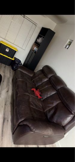 Brown leather couch
