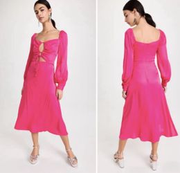 NWT FARM Rio Pink Cutout Maxi Dress