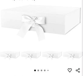 5 Large Gift Boxes with Lids and Ribbon 13.5x9x4.1 Inches, Bridesmaid Proposal Boxes, Magnetic White Gift Boxes for presents (White, Pack of 5)