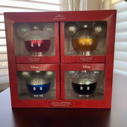 Disney Hallmark Mickey Ears Holiday Ornaments Set Of Four 