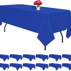 12 Pack Polyester Tablecloth -60 x 126 Inch Royal Blue Table Cloth for 8 Feet Rectangle Tables, Stain and Wrinkle Resistant Washable Fabric Table Cove