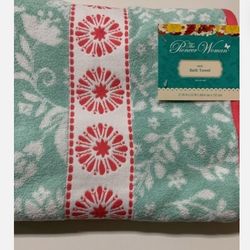 The Pioneer Woman MAZIE Cotton Bath Towels 27” X 52” Mint Floral