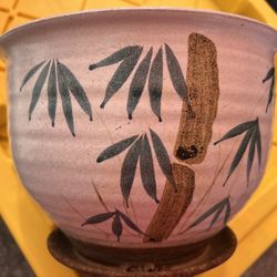 Plant Pot Bamboo Leaf Design