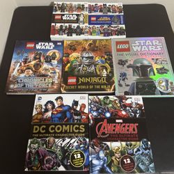 Lego Books, Marvel, DC. Min figure 