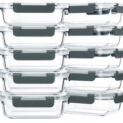 10 Packs 22 oz Glass Meal Prep Containers, Glass Food Storage Containers with Lids