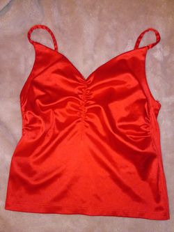 Red Satin Tank Top