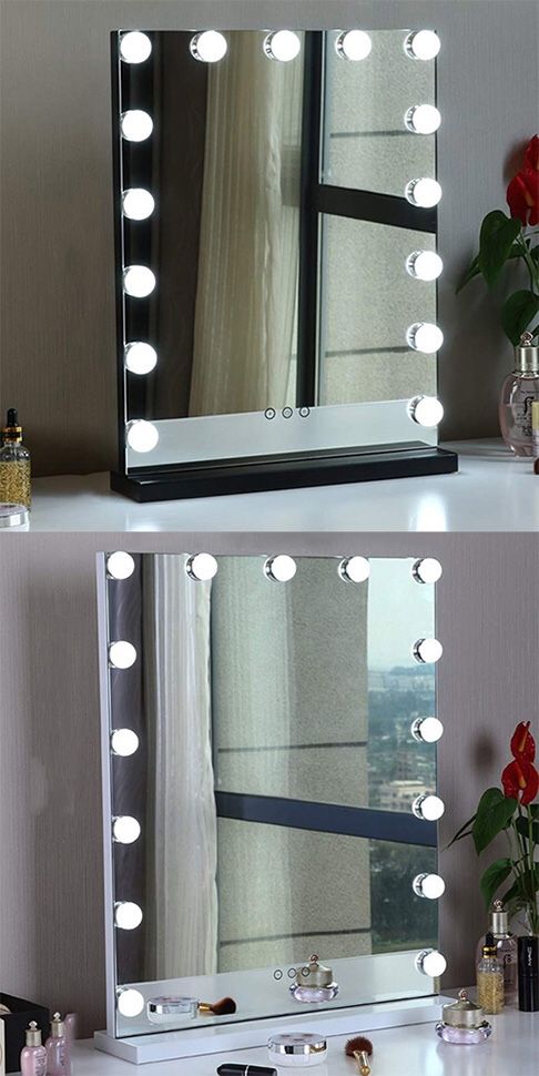 New $100 Vanity Mirror w/ 15 Dimmable LED Light Bulbs Beauty Makeup 16x20” (White or Black)