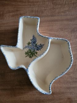 Texas-Shaped Divided Splatterware Serving Piece