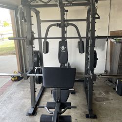 Vesta Fitness Smith Machine 2001 w/Bench Attachment | 230lb Bumpers Weights | 7ft Olympic Bar | Fitness | Gym Equipment | FREE DELIVERY 🚚 