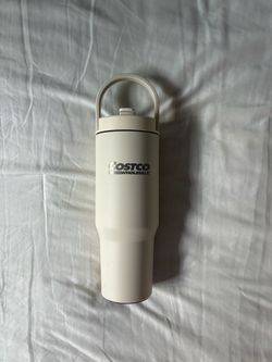 Cream Colored Costco Insulated Water Bottle 32 Oz