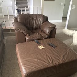Real Leather Couch , Chair And Ottoman. 