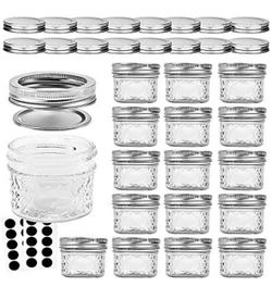 Mason/Canning Jars, 4 OZ Jelly Jars With Regular Lids and Bands, Ideal for Jam, Honey, Wedding/Shower Favors, DIY Spice Jars, 16 PACK, Ext