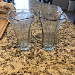 2 Nice Vintage Hoosier Glass Vases