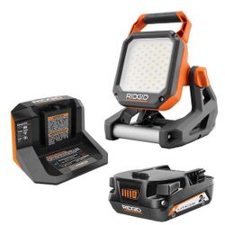 RIDGID 18V Cordless Flood Light Kit with 2.0 Ah Battery and Charger