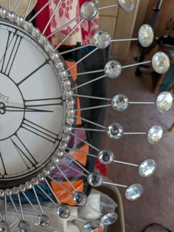 Large exquisite artwork wall clock metal crystal for home office bedroom