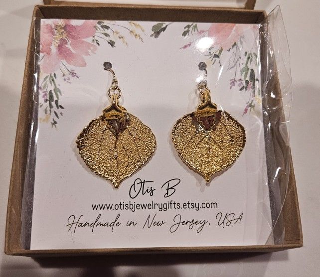 Gold Aspen Leaf Earrings