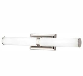 Home Decorators Collection 100-Watt Equivalent Polished Nickel Integrated LED Vanity Light with Tube Etched Glass