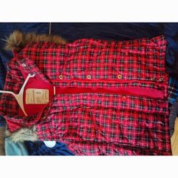 Nice Red Plaid Puff Vest