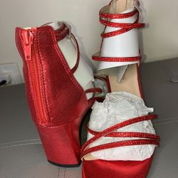 Women Heels Red Sandals 