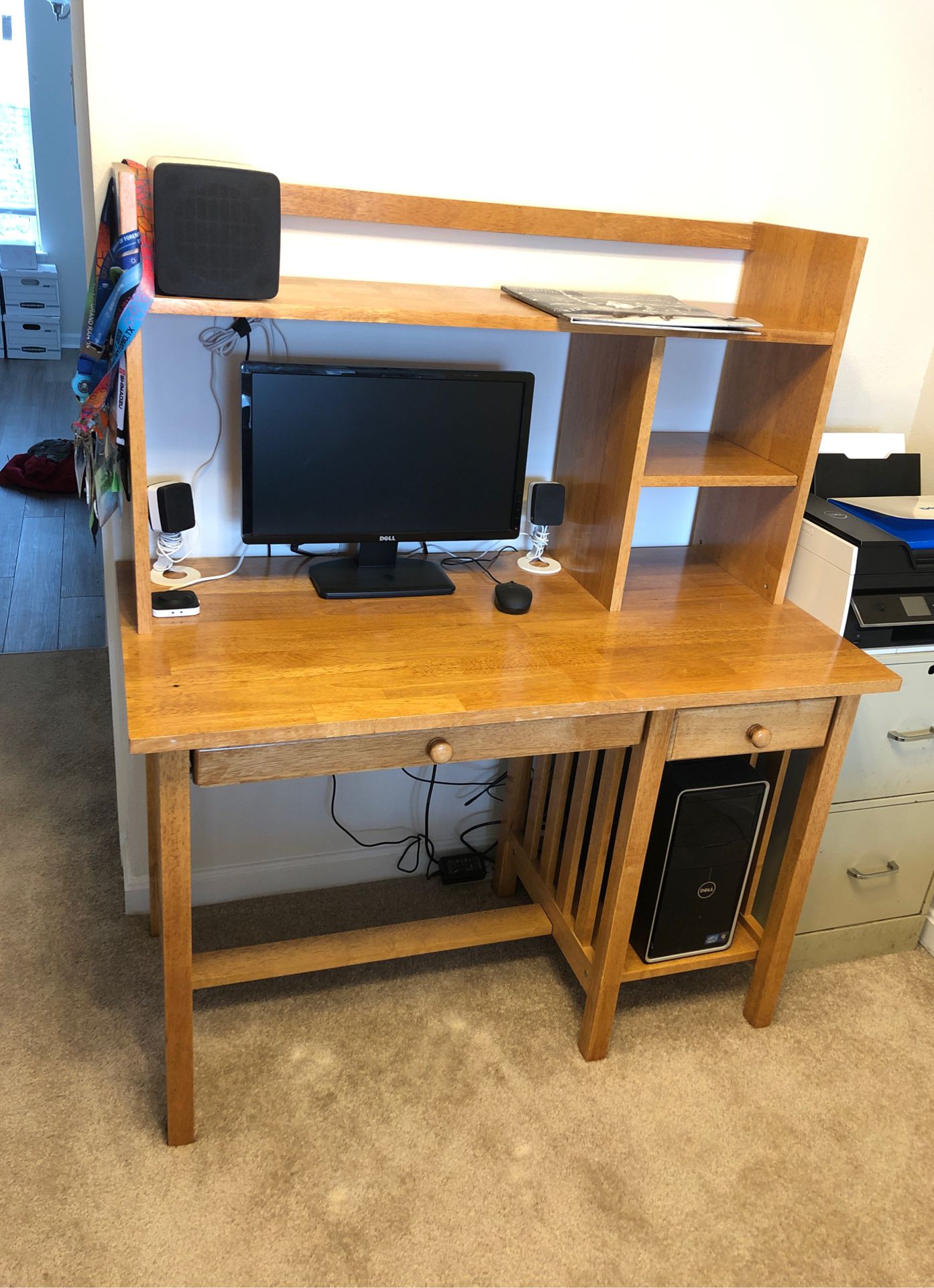 Wooden computer desk