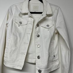 Ladies Enjean New White Denim Jacket SZ Small 