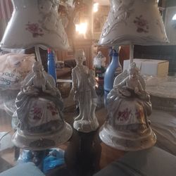 French Capodimonte Style Porcelain Lamps