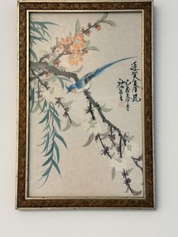 Vintage watercolour on silk 