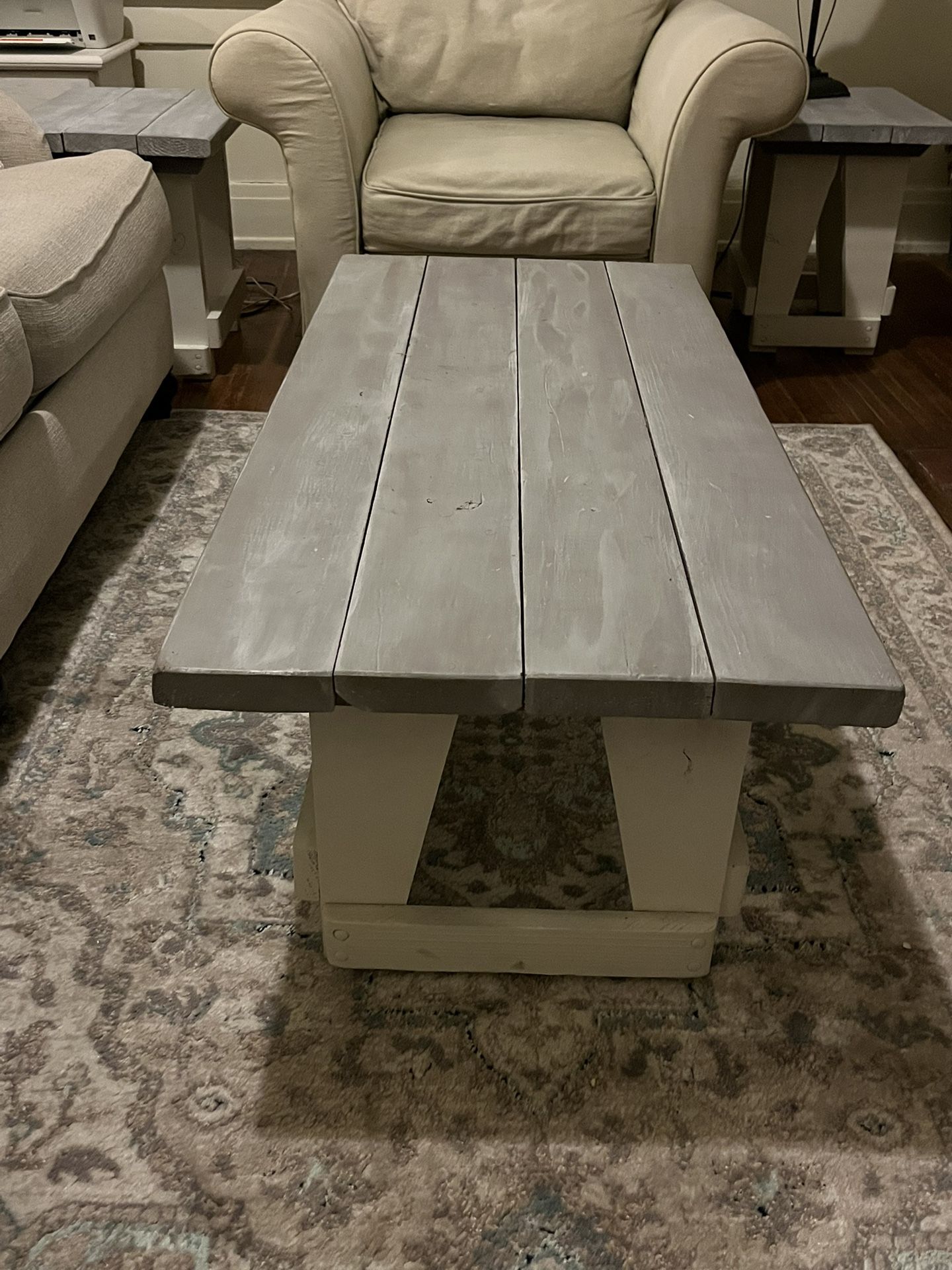 Whitewashed Farmhouse Coffee + End Tables