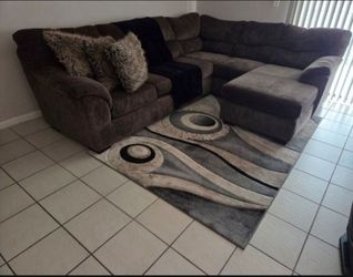Dark Brown Fabric Sectional Sofa