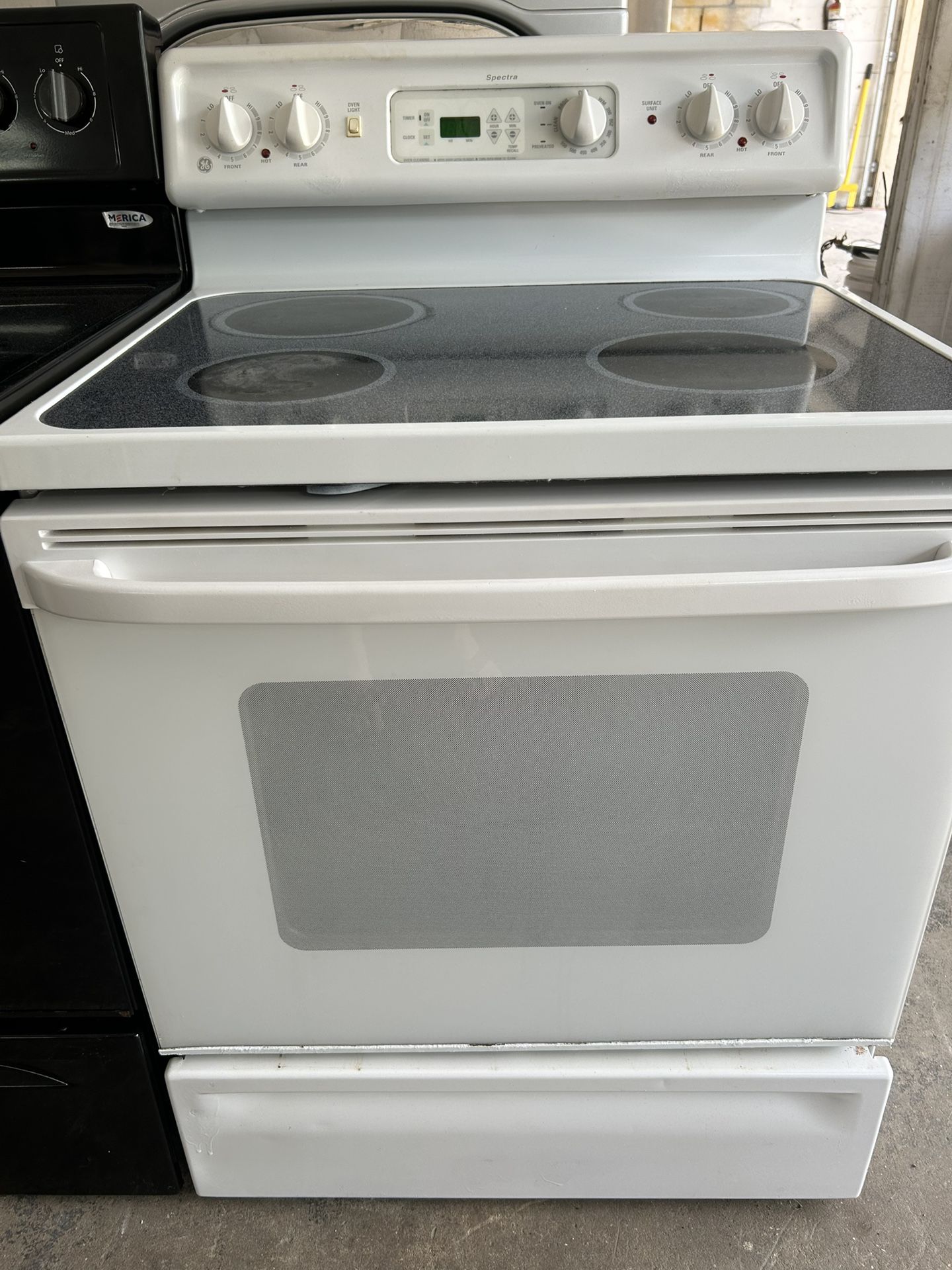 White Self Clean Glass Top Stove 