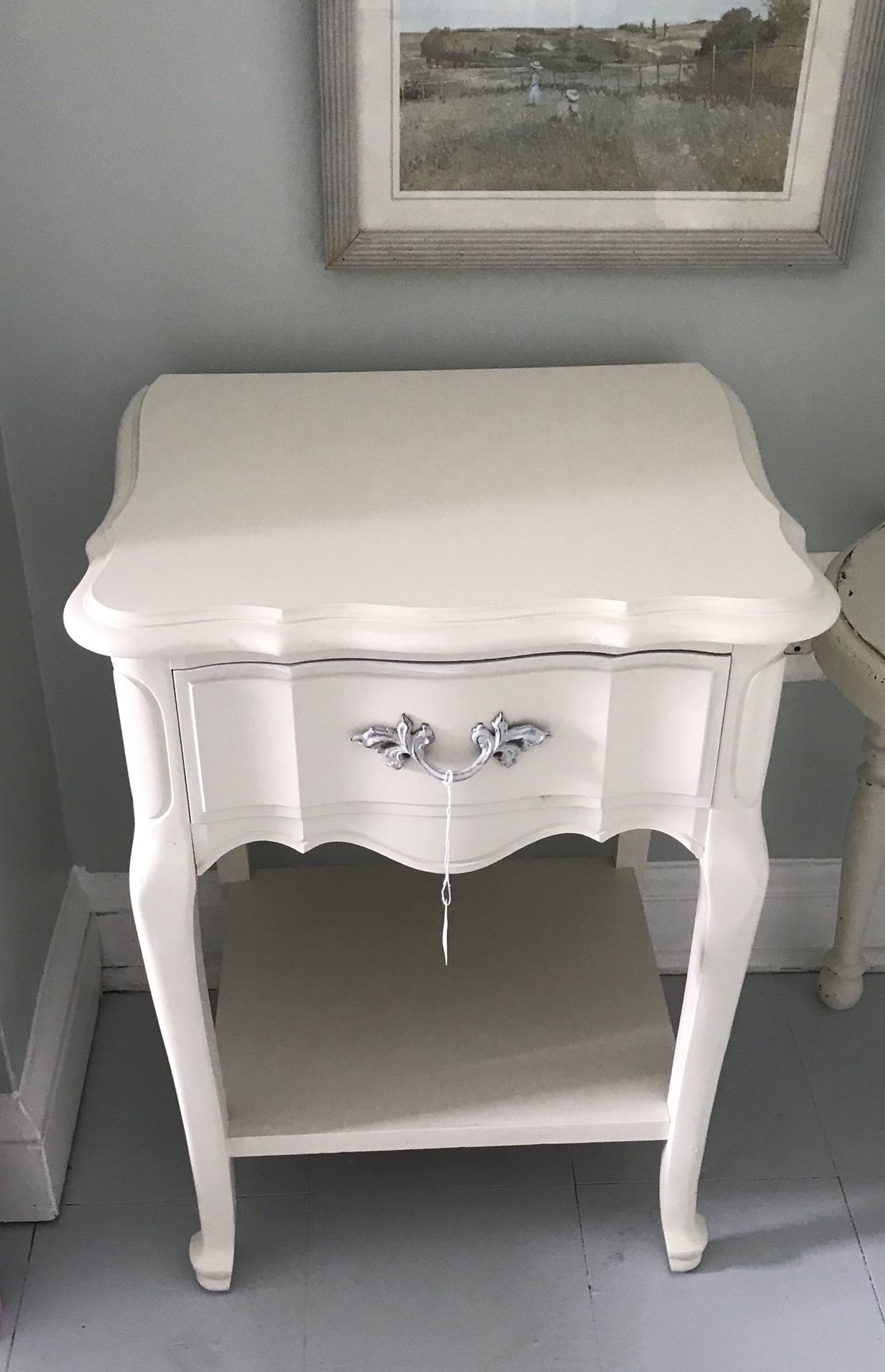 French Provincial white nigh stand end table
