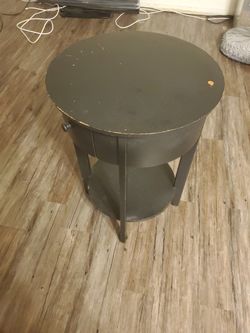 Round Small Side Table With a Drawer