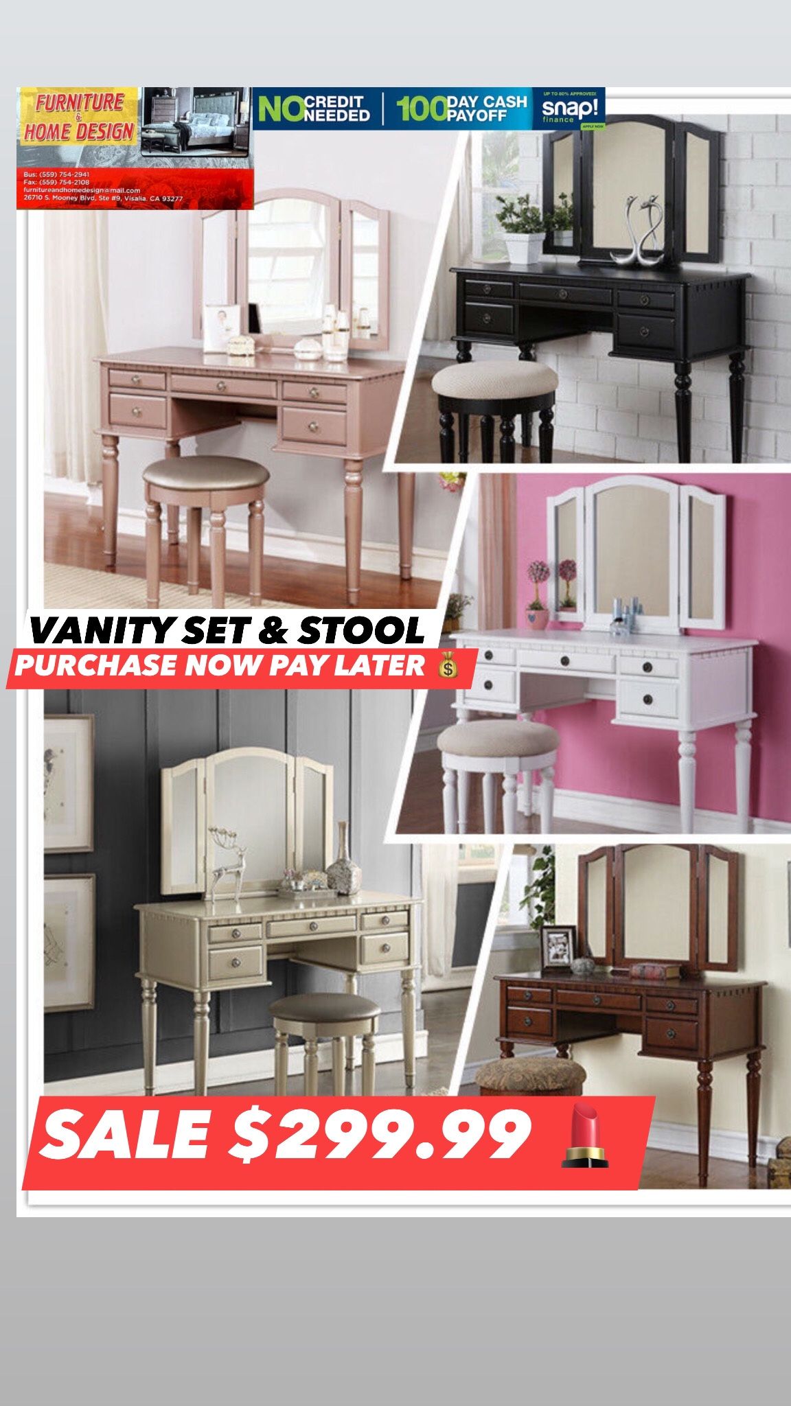 Vanity Set With Stool