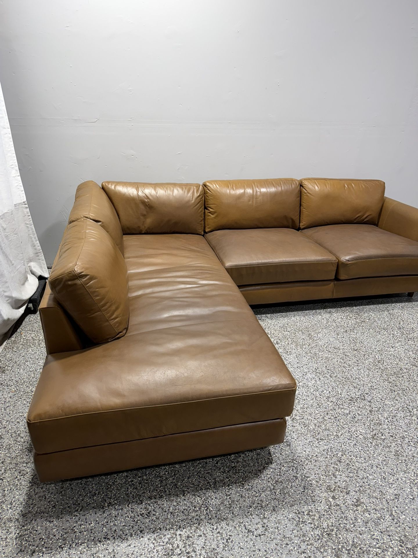 West Elm Haven Leather Sectional Couch!! Delivery Available