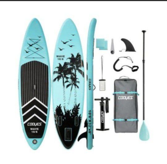 Cooyes

COOYES Inflatable Stand Up Paddle Board 10'6" with Free Premium SUP Accessories & Backpack, Non-Slip Deck. Bonus Waterproof Bag, Leash, Paddle