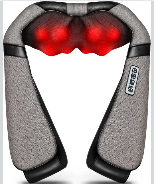 Blue Elf Shiatsu Electric Neck Back Massager Pillow 3D Kneading with Heat for Shoulder, Lower Back, Foot, Leg Muscles Pain Relief Relax in Car Office 