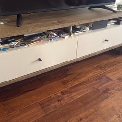 Mid Century Modern TV Stand - Wood/ Off-White