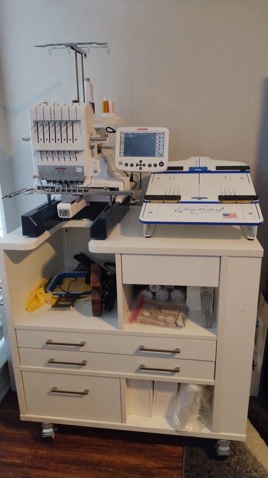 Janome MB7, Hoop Master, Ava Cabinet, Hoops