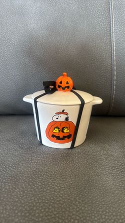 New Rae Dunn Peanuts Snoopy Welcome, Great Pumpkin 2 Piece Ceramic Dish