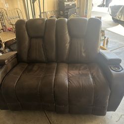 Electric leather 2 seat recliner 