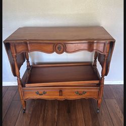 1960s French Provincial Drop Leaves Bar Cart