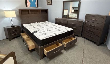 New Brown wood storage bedroom set for sale with free delivery