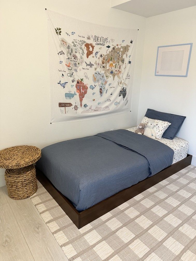 Wood Bed Frame With A New Twin Mattress!