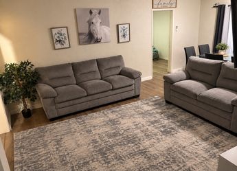 Gray Fabric Sofa and Loveseat Set