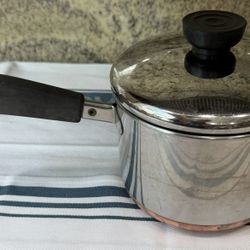 11/2 Qt Revere Ware Copper Bottom Stainless Steel Sauce Pan with Lid - $29